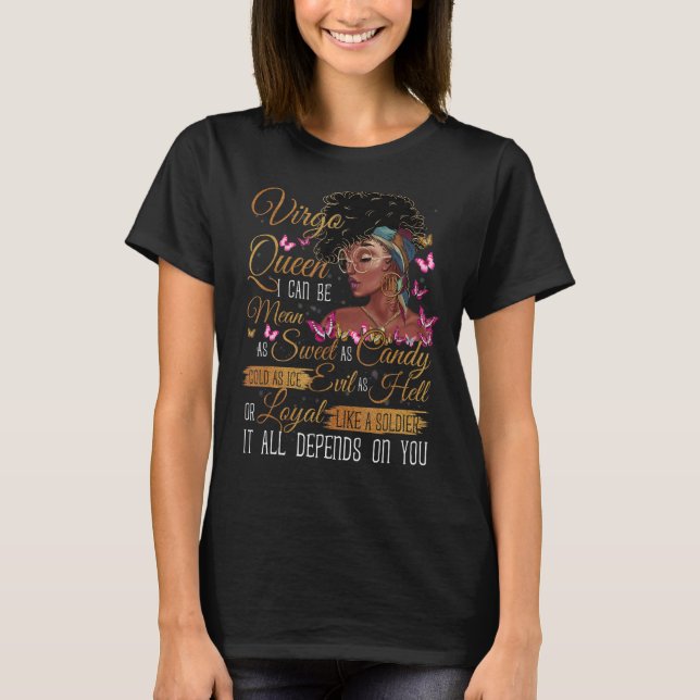 Camiseta Virgo Queen Black Queen I Can Be Medium AF Sweet (Frente)