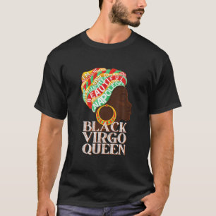 Camiseta Virgo Queen Black Womhead Wrap Dhuku African Am