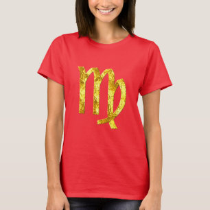 Camiseta virgo-tshirt-gold-red