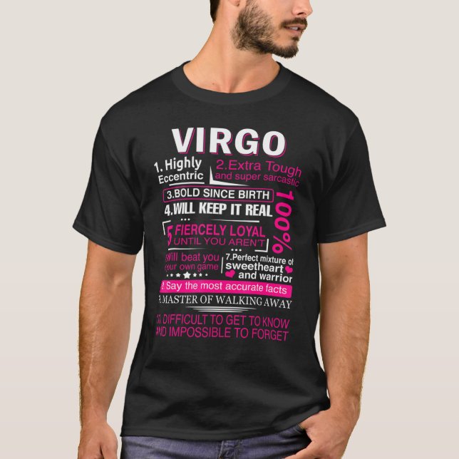 Camiseta Virgo Zodiac Birthday Girls Men Dizendo Sinal de V (Frente)