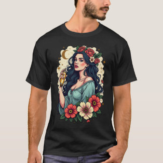 Camiseta Virgo Zodiac Design - Floral Maiden com Dourado Sp