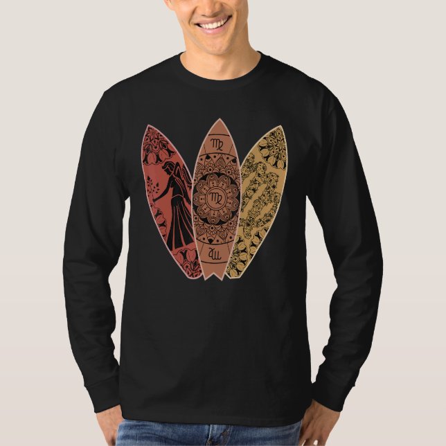 Camiseta Virgo Zodiac Sign Surfboard Surfing Horoscope (Frente)
