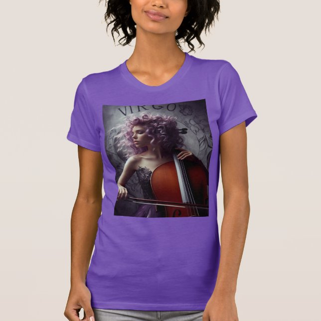 Camiseta Virgo Zodiat Músico Cello (Frente)