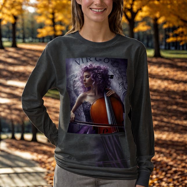 Camiseta Virgo Zodiat Músico Cello (Criador carregado)