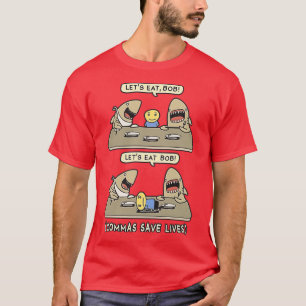 Camiseta Vírgulas Punctuation Shark Vamos Comer Inglês Dive