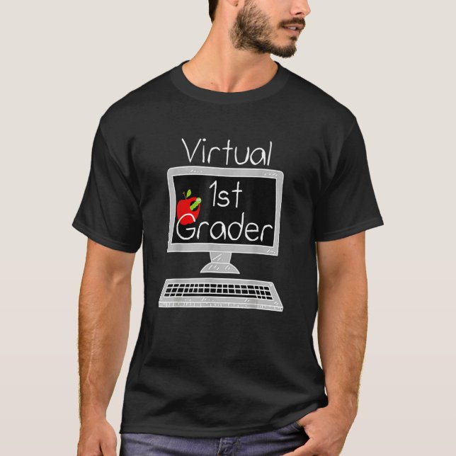 Camiseta Virtual First Grader Distance Learning Back To Sch (Frente)
