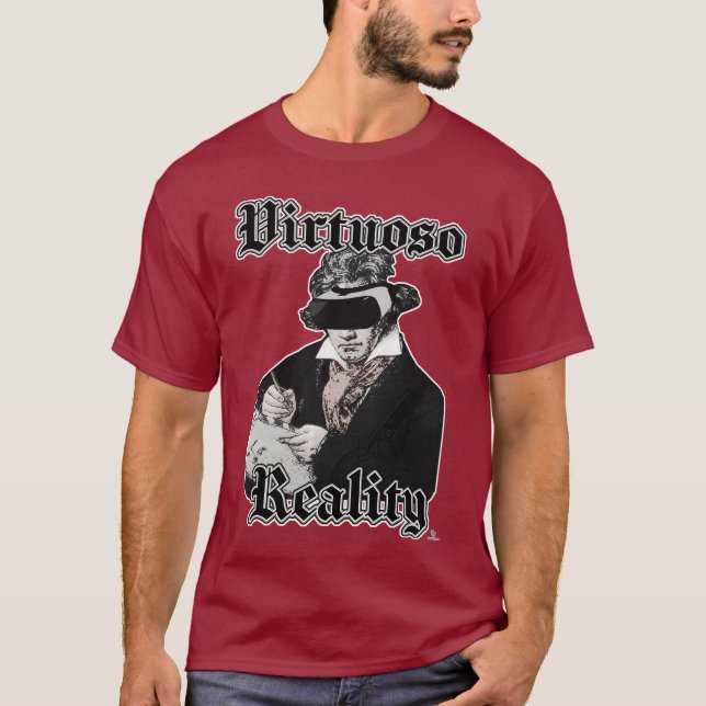 Camiseta Virtualização Engraçado Beethoven pela Alta Tecnol (Frente)