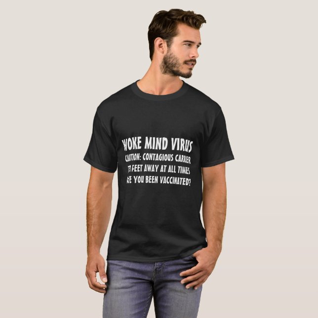 Camiseta VÍRUS-II Básico da MENTE WOKE - T-Shirt Básico Esc (Frente Completa)