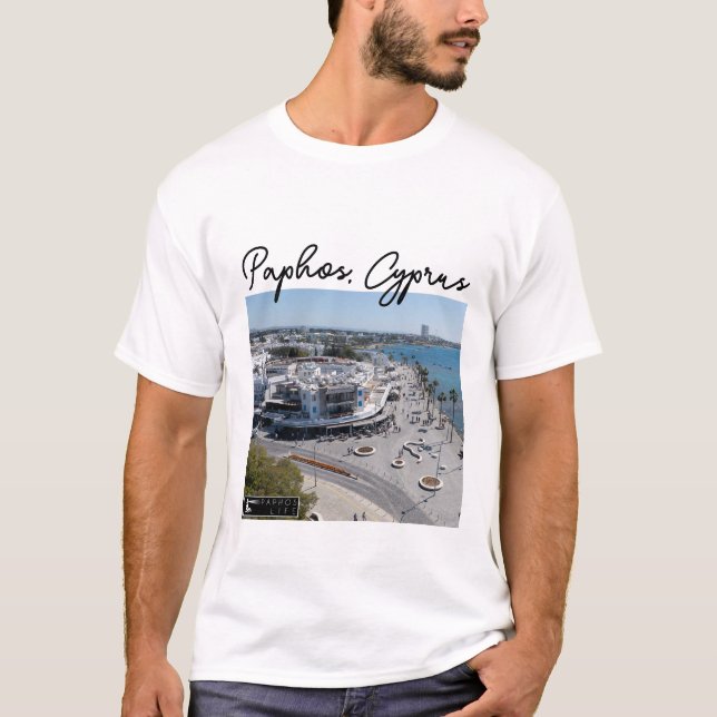 Camiseta Visão 2 do drone de Paphos Seafront (Frente)