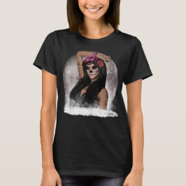 Camiseta Visão de Crânio de Açúcar Olhos Roxos sob Lua Chei