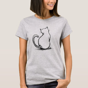Camiseta Visão de trás minimalista de gato barato