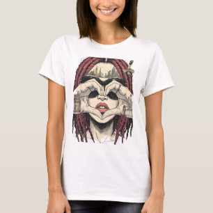 Camiseta Visão do Coração Urbano: Dreadlocks Rosa, Silhueta