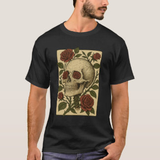 Camiseta Visão Petalada - Caveira e Design de Rosa