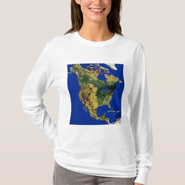 Camiseta Visão Topográfica da América do Norte e Central (Frente)