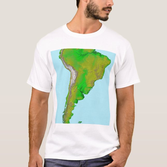 Camiseta Visão topográfica da América do Sul (Frente)