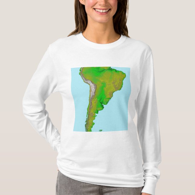 Camiseta Visão topográfica da América do Sul (Frente)