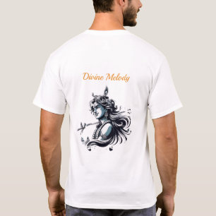 Camiseta VISHNXE Premium Senhor Krishna Flauta Impressão na