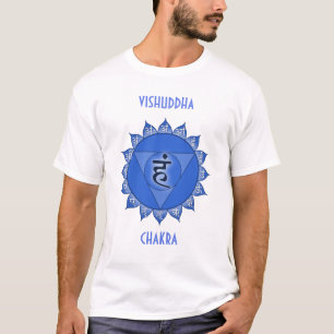 Camiseta Vishuddha Chakra Blue Petals & Sanskrit Vogels