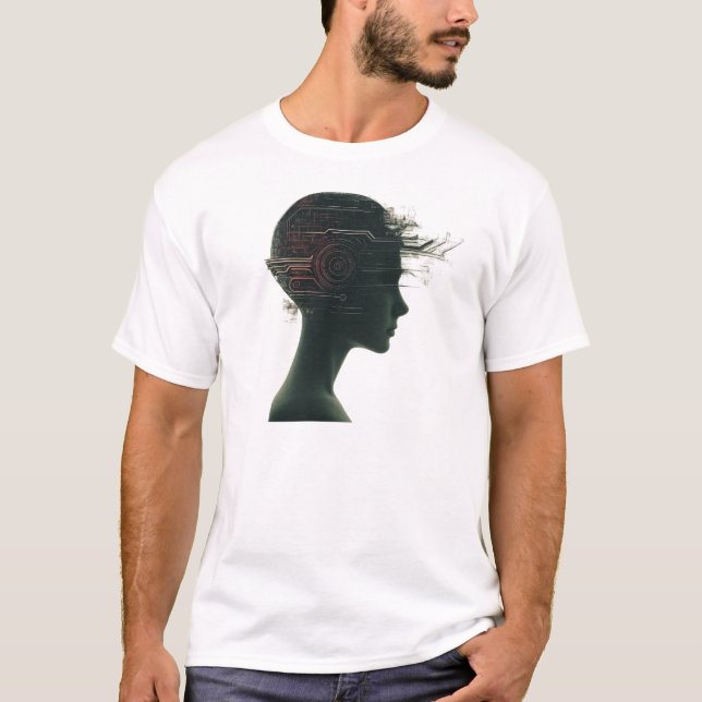 Camiseta visionária cibernética futurística (Frente)