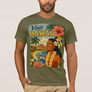 Camiseta Visita de Meados do Século ao Turismo do Havaí Art