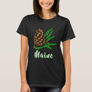Camiseta Visita Distante Férias Maine Pinecone Pine Tree