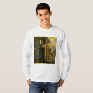 Camiseta Visitação ao amanhecer Jesus batendo em uma porta