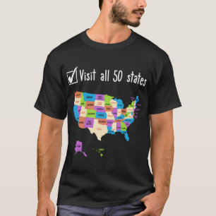 Camiseta Visitado O Viagem De Mapa Dos Eua Dos 50 Estados