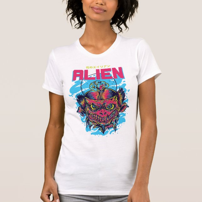 Camiseta Visitante Cósmico: A Design de Alienígena (Frente)