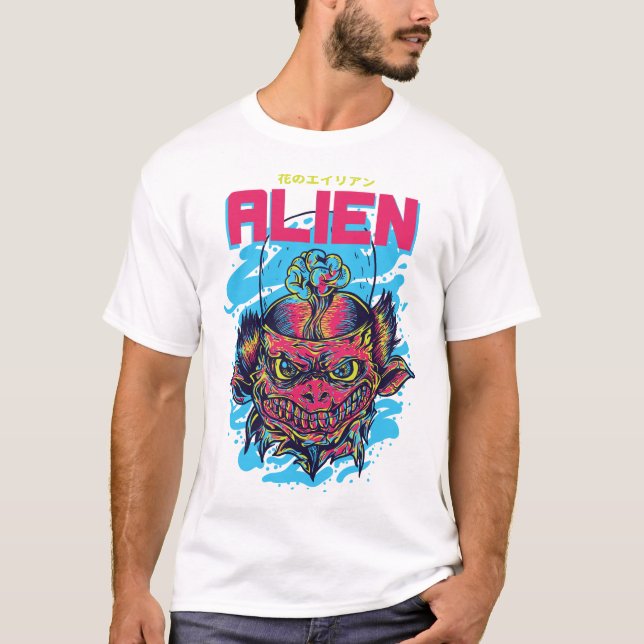 Camiseta Visitante Cósmico: A Design de Alienígena (Frente)