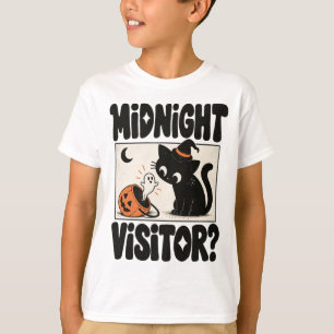 Camiseta Visitante da Meia-Noite Gato Preto Halloween