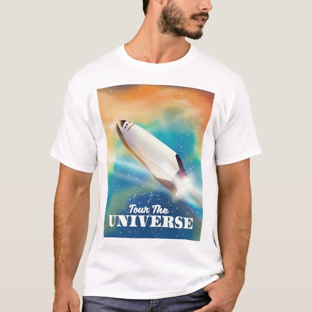 Camiseta Visite a arte espacial do Universo. (Frente)