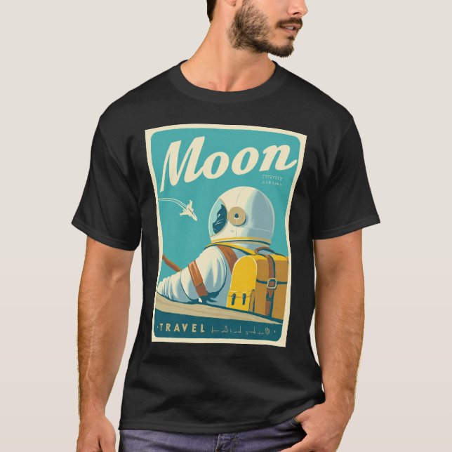 Camiseta Visite a Lua – Poster de Viagem Espacial Retro (Frente)
