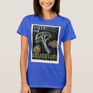 Camiseta Visite o Aquário - Geleias Poster WPA, medusas