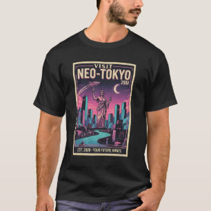 Camiseta Visite o Cartaz de Viagem Neo-Tóquio 2088 Cyberpun