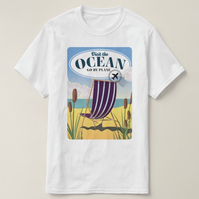 Camiseta Visite o oceano "Ir de avião" (Frente do Design)