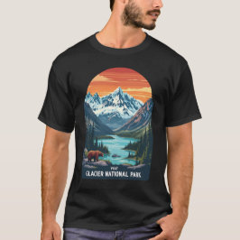 Camiseta Visite o Parque Nacional Glacier - Montanha e Urso