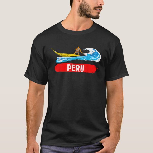 Camiseta Visite o Surf de praia Huanchaco Trujillo Peru (Frente)