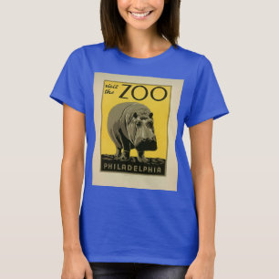 Camiseta Visite o Zoológico de Filadélfia, Hippo - Poster W