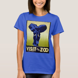 Camiseta Visite o Zoológico - Elefante - Poster de Vintage 