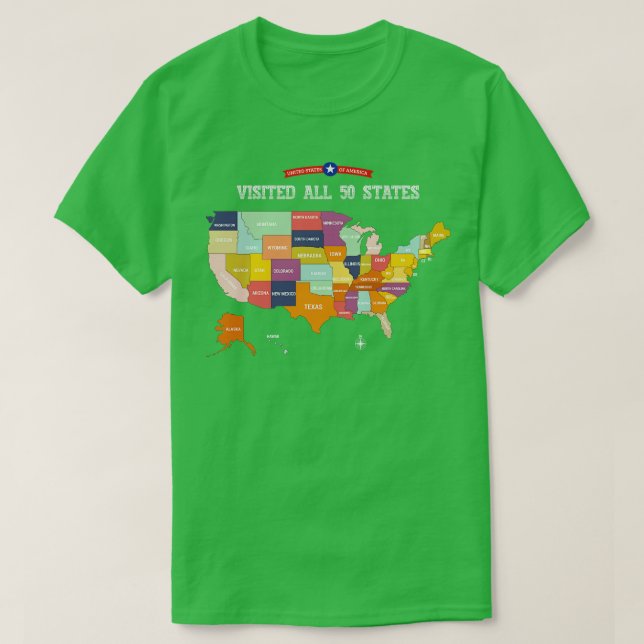 Camiseta Visitei O Mapa Dos 50 Estados (Frente do Design)