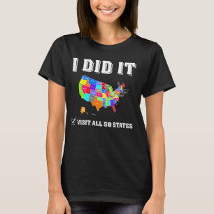 Camiseta Visitou todos os 50 Estados Unidos - Viagem do map