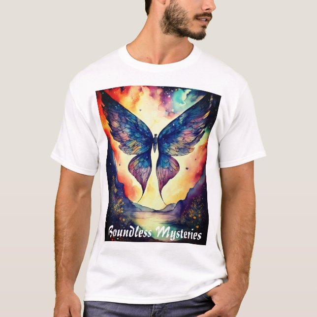 Camiseta Vislumbre asas cósmicas - Impressão de Arte de Des (Frente)