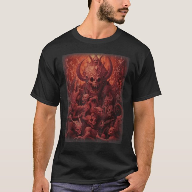 Camiseta Visões do Inferno Devils Satãs Demons Skelet Monst (Frente)