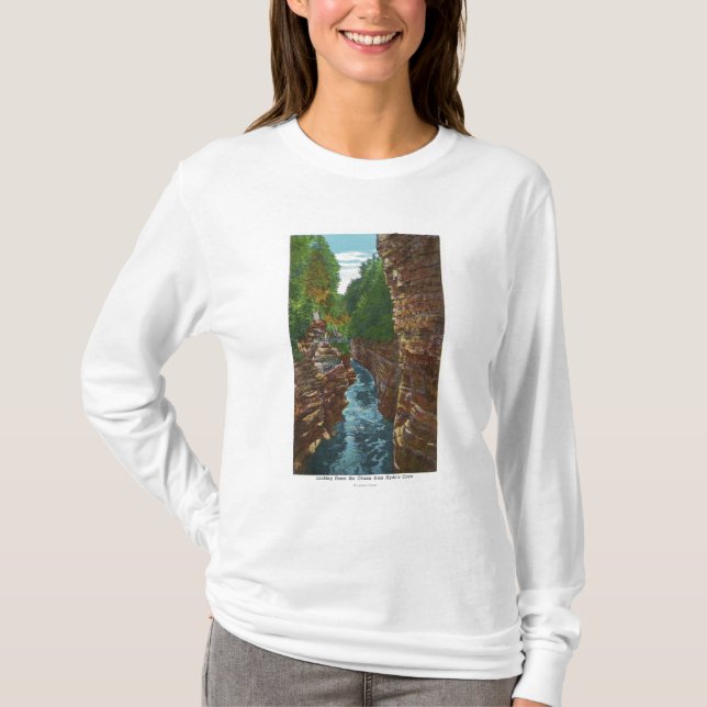 Camiseta Vista abaixo da falha de Ausable da caverna de (Frente)