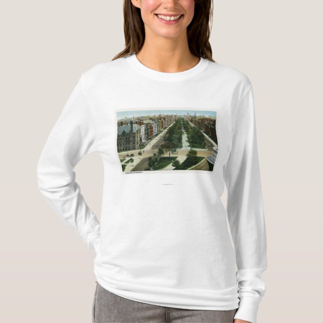 Camiseta Vista aérea da avenida da comunidade (Frente)