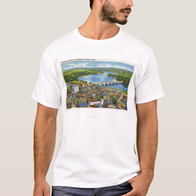 Camiseta Vista aérea da cidade e do Connecticut (Frente)
