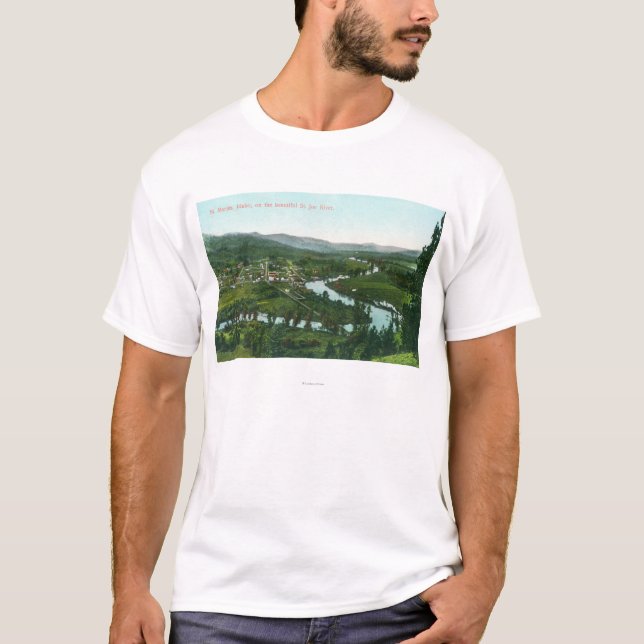 Camiseta Vista aérea da cidade no rio do St. Joe (Frente)