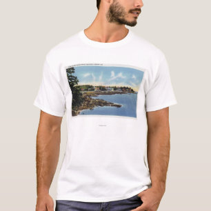Camiseta Vista ao longo do ponto do oceano, casas pelo mar