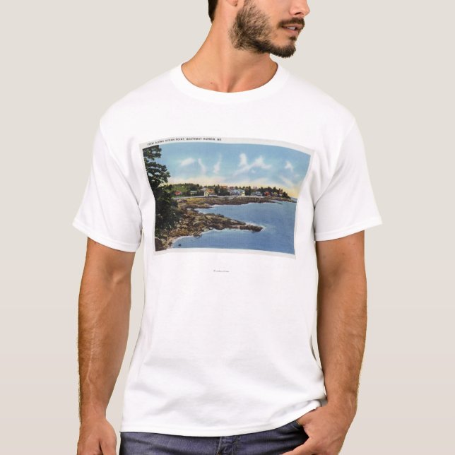 Camiseta Vista ao longo do ponto do oceano, casas pelo mar (Frente)
