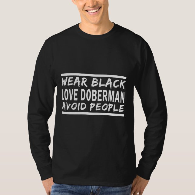 Camiseta Vista Black Love Doberman Evita Pessoas Engraçadas (Frente)